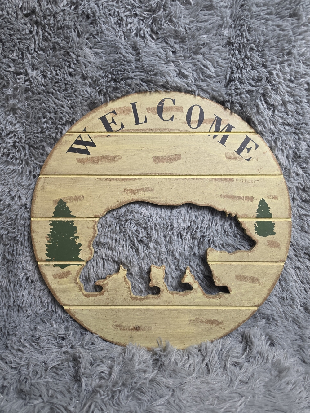 Rustic Wooden Bear Welcome Sign Cabin Lodge Wall Decor K2 Home Decor